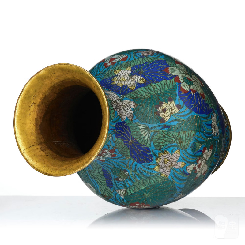 A massive and fine cloisonné enamel 'lotus' vase, - 图5